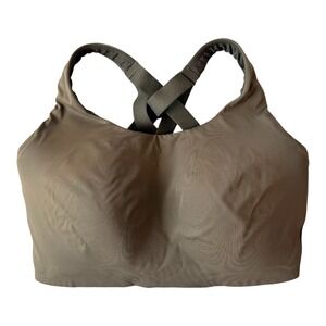 Lululemon Energy Bra High Support 36DDD Olive Green Cross Back Sports Bra Run